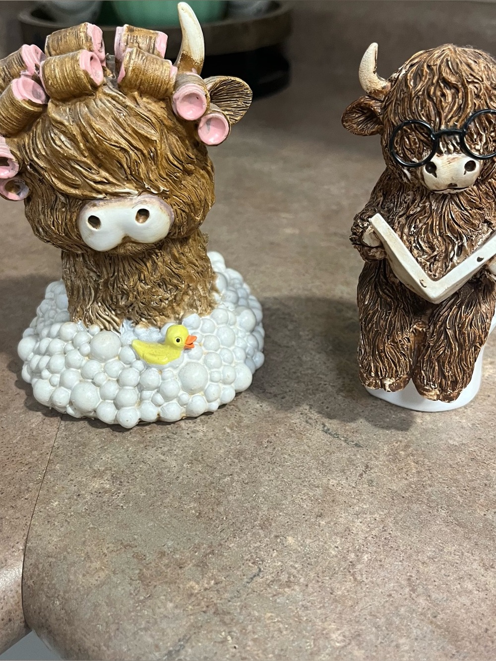 Hobby Lobby Highland Cow bathroom Figurines -Set of 2